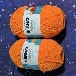 2 Brand New Skeins Bernat Blanket Brights Yarn CARROT ORANGE 🧡 Smoke Free Home